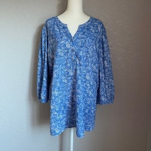 Christopher & Banks Blue Geometric Blouse